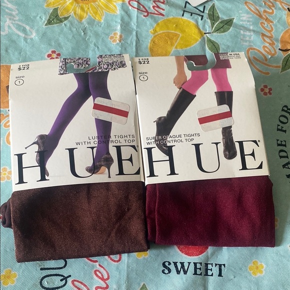 HUE Brown and Red Tights Comfortable and Stylish Size 1 - Picture 1 of 3